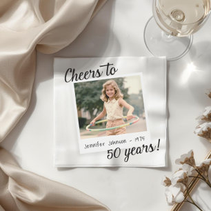 Cheers to Fifty Years 50 Retro Photo Birthday  Napkin