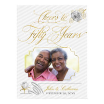 Cheers to Fifty Years Gold and Stripes with Photo