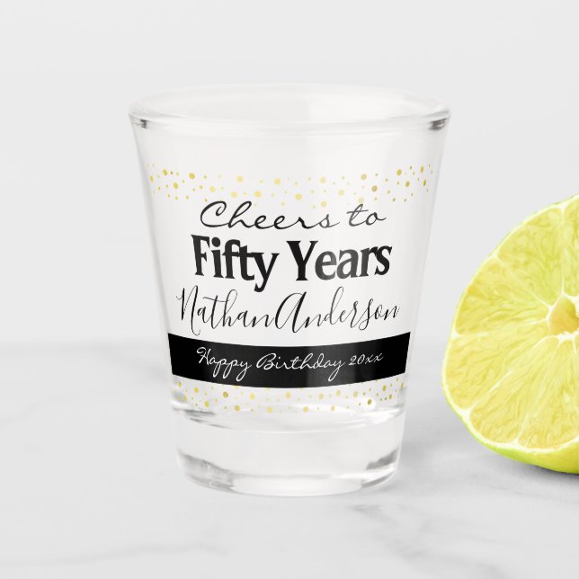 Cheers to Fifty Years Personalised Birthday Shot Glass (Front)