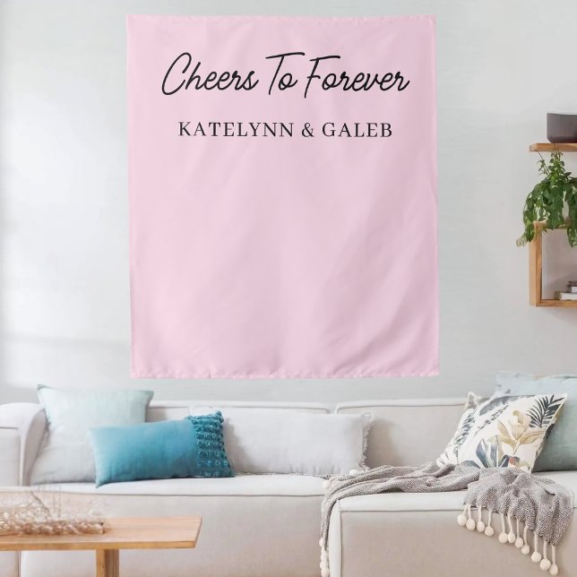 Cheers to Forever Custom Wedding Engagement Party Tapestry (Creator Uploaded)