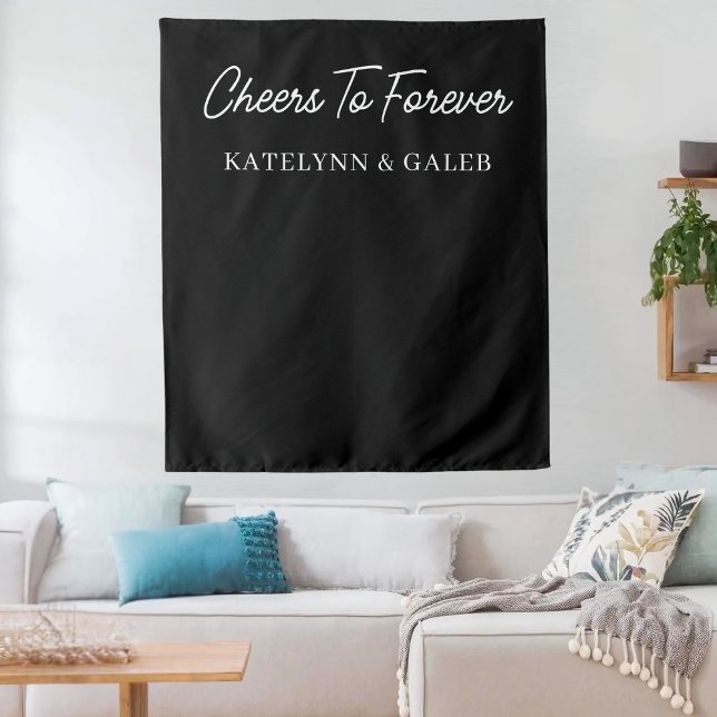 Cheers To Forever Personalised Wedding Engagement Tapestry (Creator Uploaded)