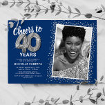 Cheers to Forty Years 40th Birthday Photo Invitation<br><div class="desc">Celebrate the grand milestone of turning forty with our elegant birthday party invitations. With a customisable trendy blue background, a personal photo spot, and silver accents, these invitations are sure to leave a lasting impression. The silver helium balloon details add a touch of magic, while the modern 40th birthday text...</div>