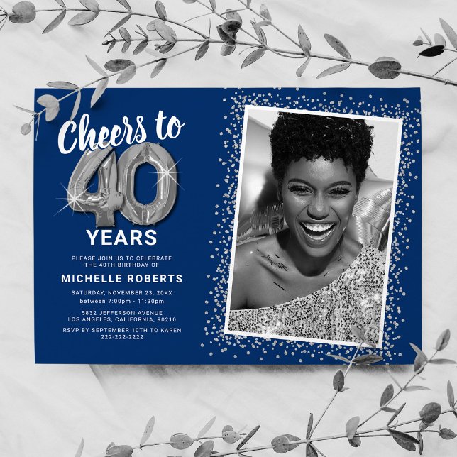 Cheers to Forty Years 40th Birthday Photo Invitation (Creator Uploaded)