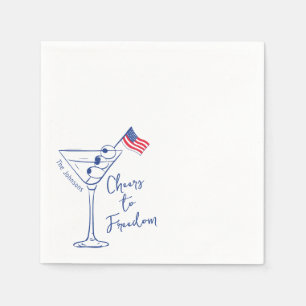 Cheers to Freedom 4th of July Martini Glass  Napkin