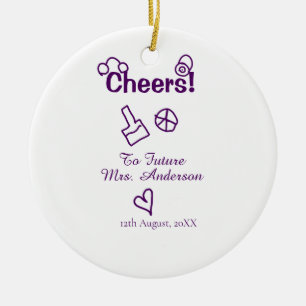Cheers to future Mrs add bride name purple doodle Ceramic Tree Decoration