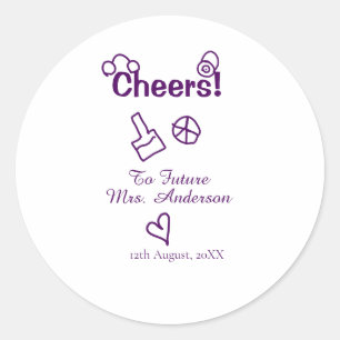 Cheers to future Mrs add bride name purple doodle Classic Round Sticker