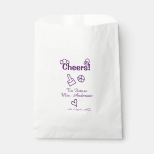 Cheers to future Mrs add bride name purple doodle Favour Bags