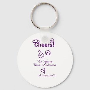 Cheers to future Mrs add bride name purple doodle Key Ring