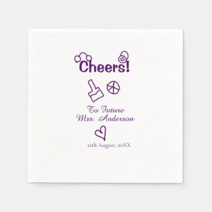 Cheers to future Mrs add bride name purple doodle Napkin