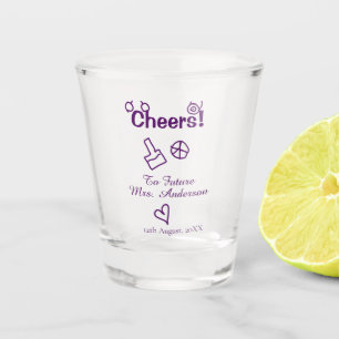 Cheers to future Mrs add bride name purple doodle Shot Glass