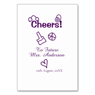 Cheers to future Mrs add bride name purple doodle Table Number