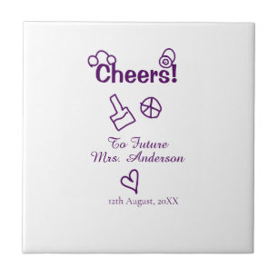Cheers to future Mrs add bride name purple doodle Tile