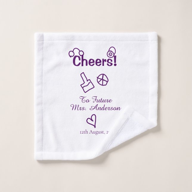 Cheers to future Mrs add bride name purple doodle Wash Cloth (Wash Cloth)