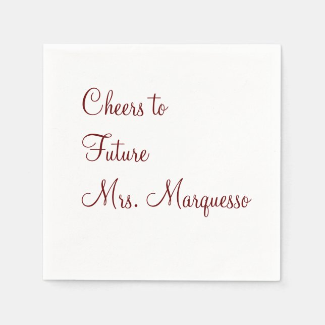 cheers to future mrs bridal shower wedding addname napkin (Front)