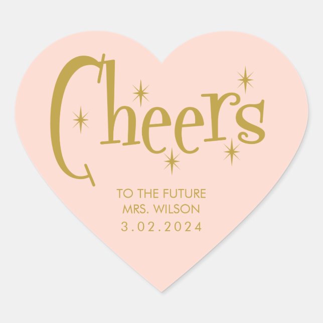 Cheers To future mrs.Pink Golden Bachelorette Heart Sticker (Front)