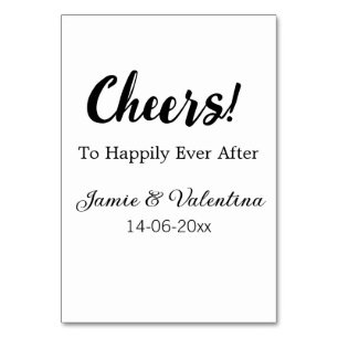 Cheers to happily ever after add couple name date  table number