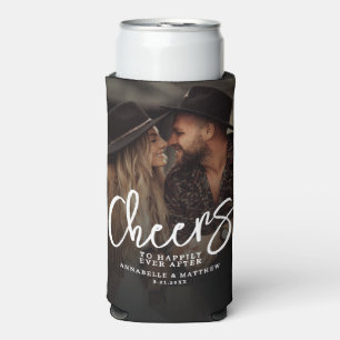 Cheers To Happily Ever After Photo Wedding Seltzer Can Cooler