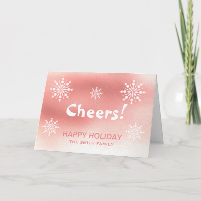 Cheers to Holiday Christmas Snowflake Card (Front)