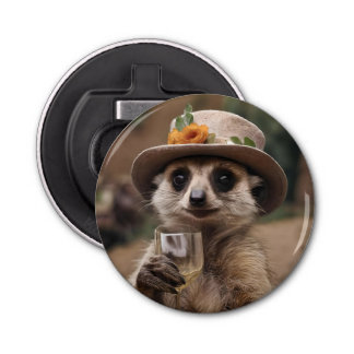 "Cheers to Life: Gran Meerkat Enjoys Glass Of Wine Bottle Opener