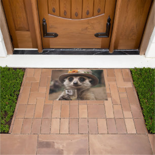 "Cheers to Life: Gran Meerkat Enjoys Glass Of Wine Doormat