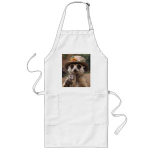 "Cheers to Life: Gran Meerkat Enjoys Glass Of Wine Long Apron