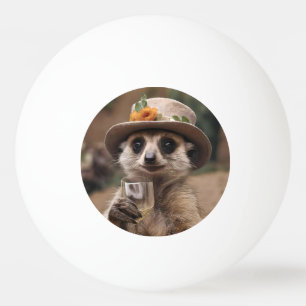 "Cheers to Life: Gran Meerkat Enjoys Glass Of Wine Ping Pong Ball