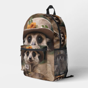 "Cheers to Life: Gran Meerkat Enjoys Glass Of Wine Printed Backpack
