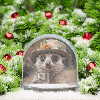 "Cheers to Life: Gran Meerkat Enjoys Glass Of Wine Snowglobe
