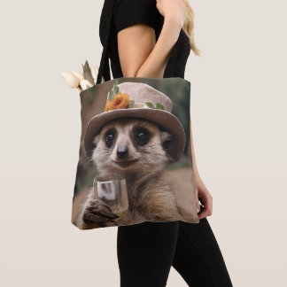 "Cheers to Life: Gran Meerkat Enjoys Glass Of Wine Tote Bag