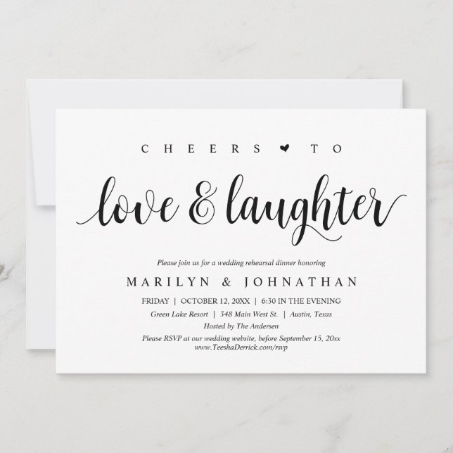 Cheers to Love and Laughter, Wed Rehearsal Party Invitation (Front)