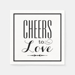 Cheers to Love Black Wedding Typography Napkin