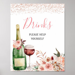Cheers to Love Blush Pink Bridal Shower Drinks Poster