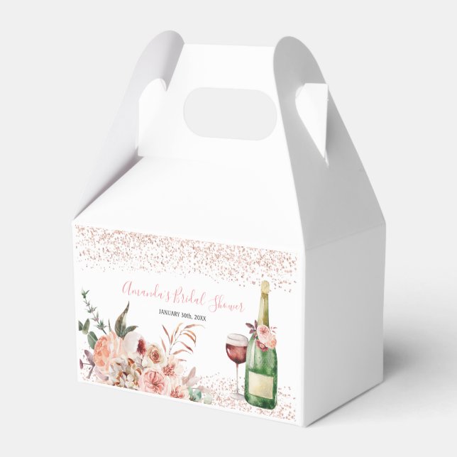 Cheers to Love Blush Pink Bridal Shower Favour Box (Front Side)