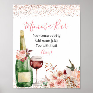 Cheers to Love Blush Pink Bridal Shower Mimosa Bar Poster