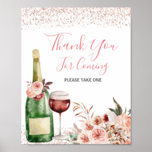 Cheers to Love Blush Pink Bridal Shower Thank You Poster
