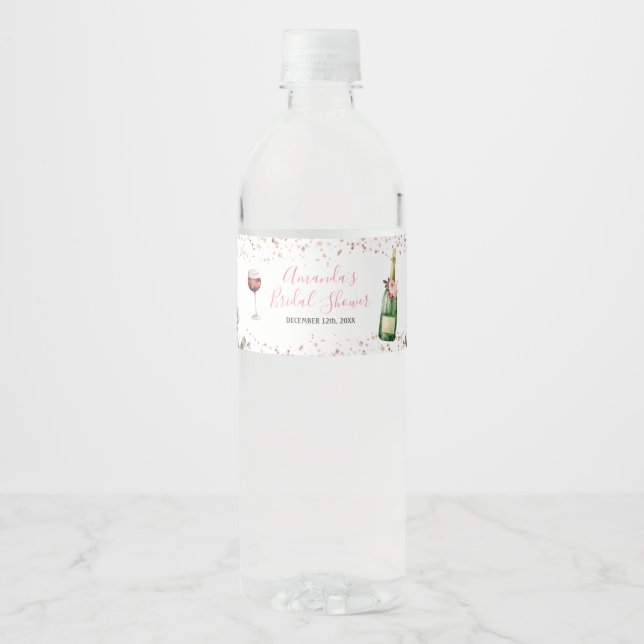 Cheers to Love Blush Pink Bridal Shower Water Bottle Label (Front)