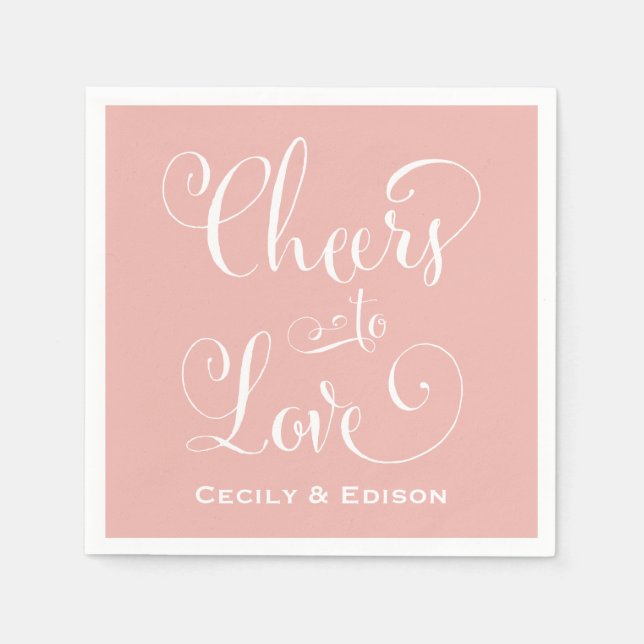 Cheers to Love Blush Pink Wedding Monogram Napkin (Front)