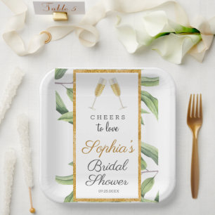 Cheers to Love Botanical Bridal Shower Party Paper Plate