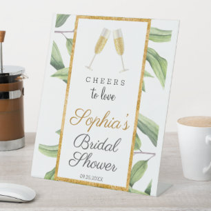 Cheers to Love Botanical Bridal Shower Party  Pedestal Sign