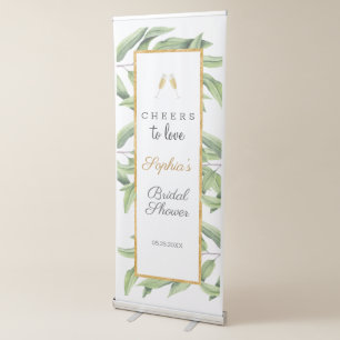 Cheers to Love Botanical Bridal Shower Party Retractable Banner