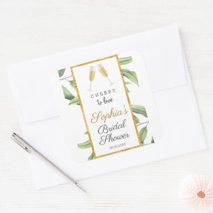 Cheers to Love Botanical Bridal Shower Party  Square Sticker