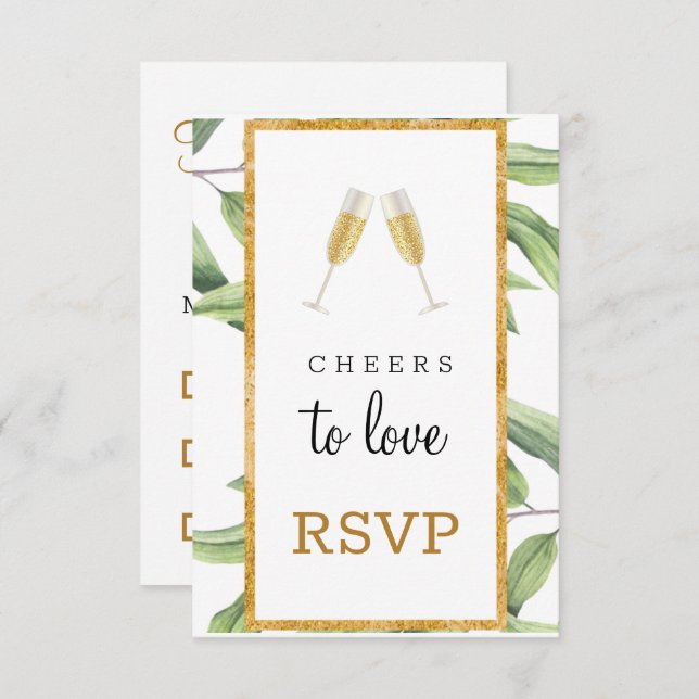 Cheers to Love Botanical Bridal Shower RSVP Enclosure Card (Front/Back)