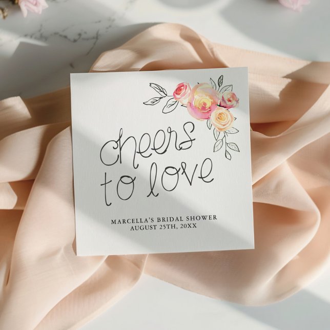 Cheers to Love Bridal Brunch Napkin (Creator Uploaded)