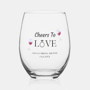 Cheers to Love Bridal Shower / Bachelorette  Stemless Wine Glass