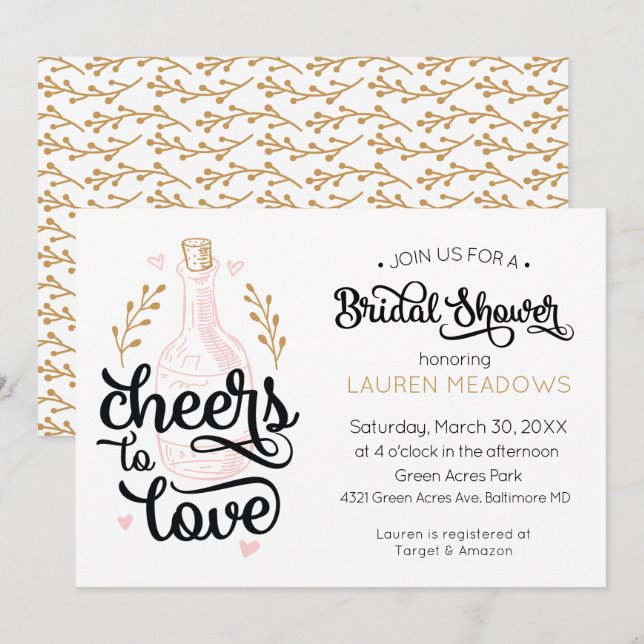 Cheers to Love Bridal Shower Invitation (Front/Back)