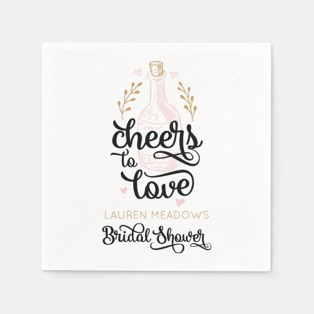 Cheers to Love Bridal Shower Napkins (Front)