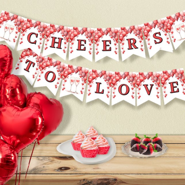 Cheers to Love Bridal Shower Valentine Hearts Bunting (Creator Uploaded)