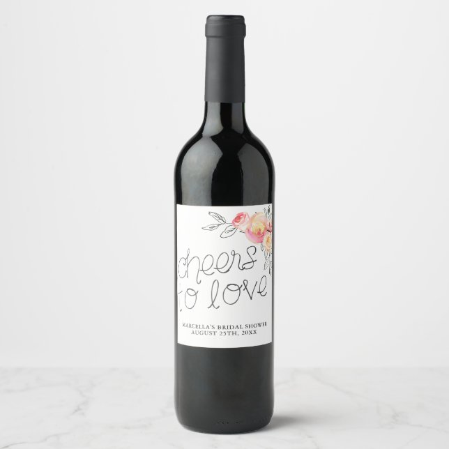 Cheers To Love Bridal Shower Wine Label (Front)