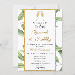Cheers to Love Brunch & Bubbly Bridal Shower Party Invitation