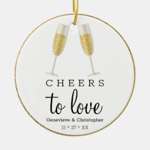 Cheers to Love Champagne   First Christmas Married Ceramic Tree Decoration